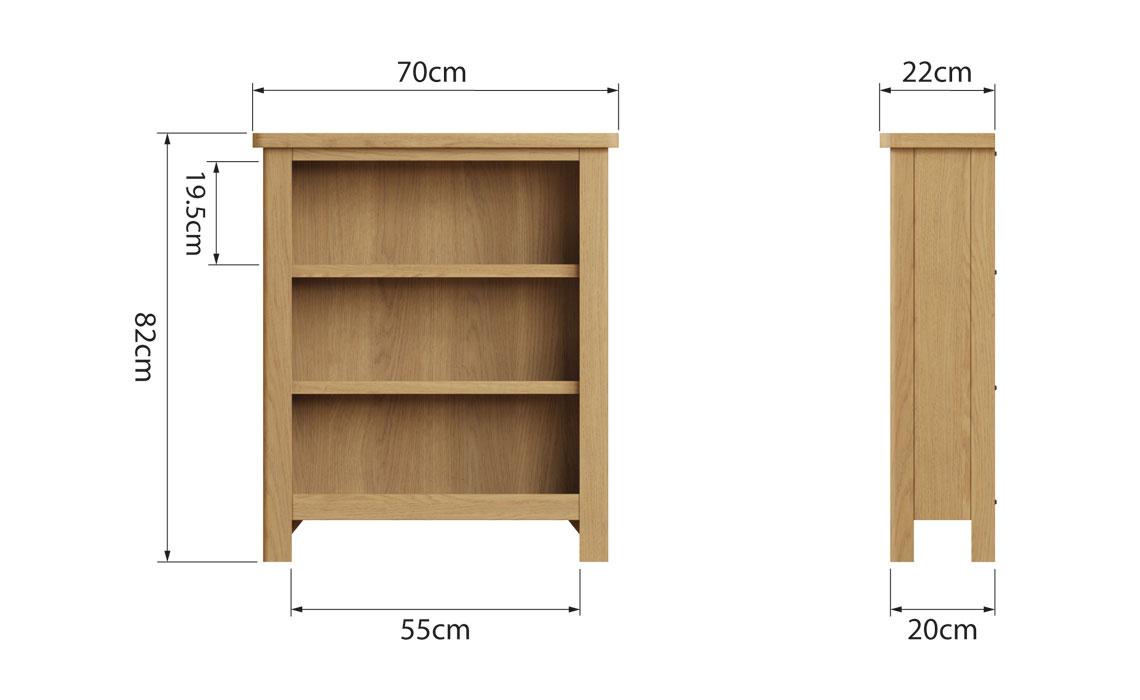 Woodbridge Oak Small Wide Bookcase