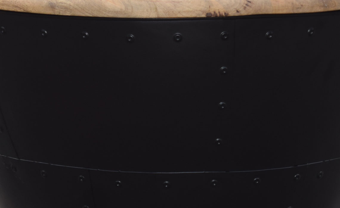 Large Graphic Wood & Black Riveted Storage Coffee Table