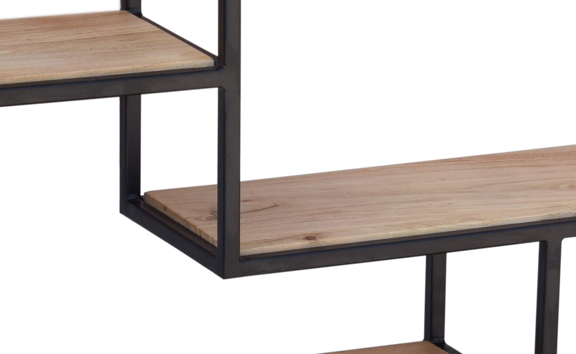 Wood & Metal Wide Wall-Mounted Shelf Unit