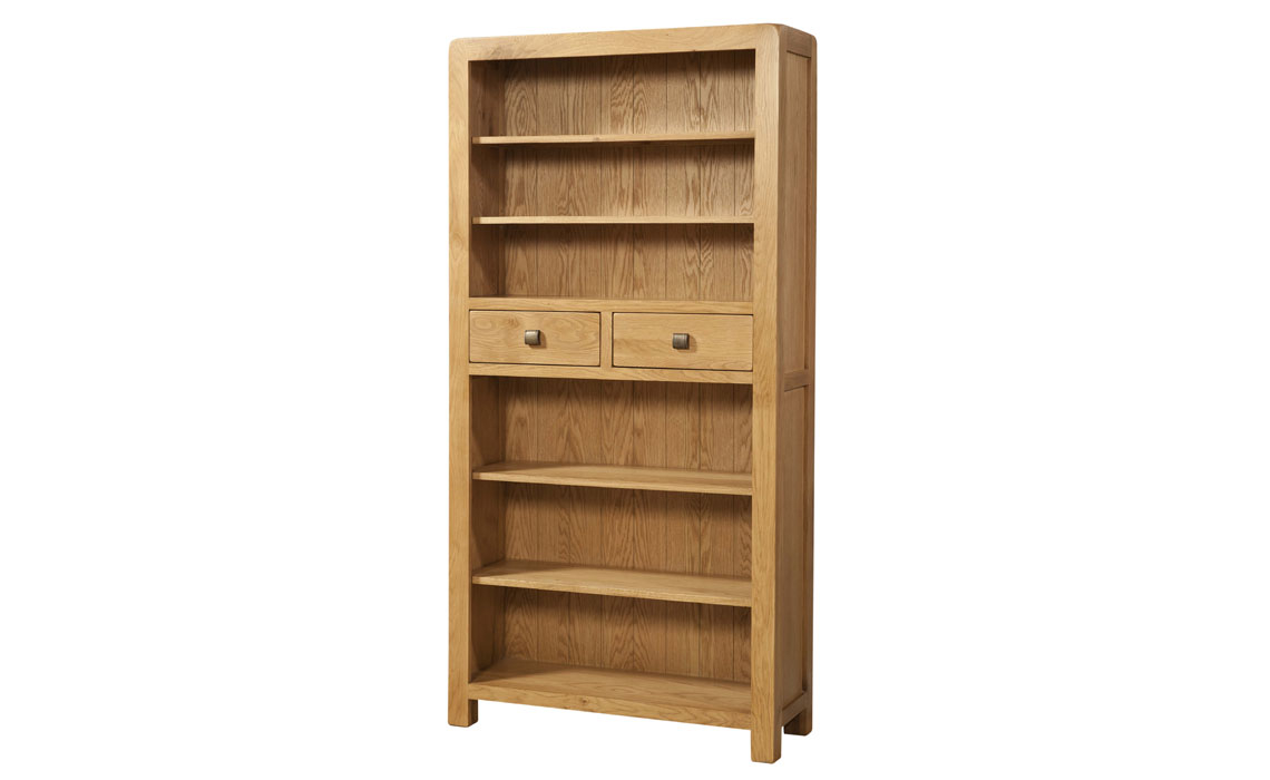 Tunstall Oak Large Bookcase With Drawers