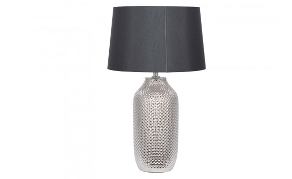PLL208 Silver Textured Ceramic Table Lamp