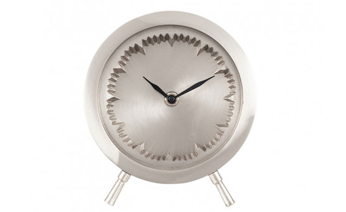 Matt Nickel Cog Design Table Clock