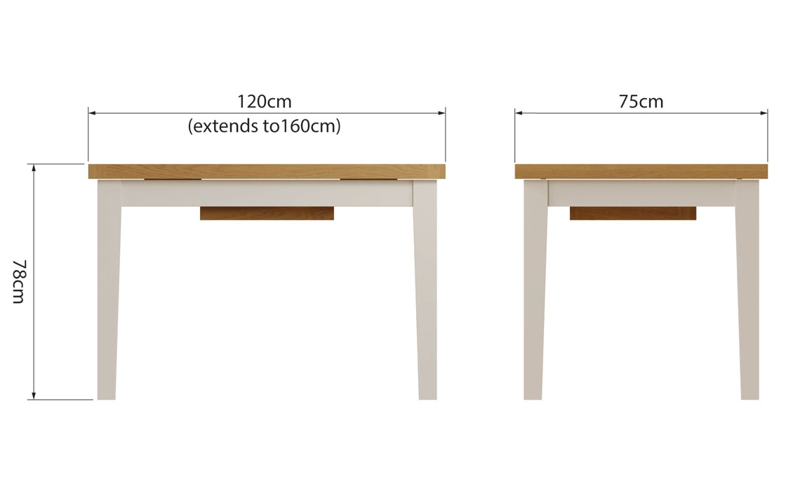 Woodbridge Truffle Grey Painted 120-160cm Extending Table