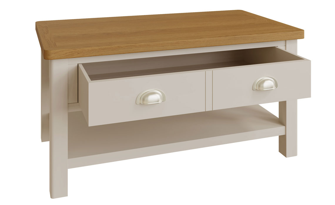 Woodbridge Truffle Grey Painted Large Coffee Table With Drawers