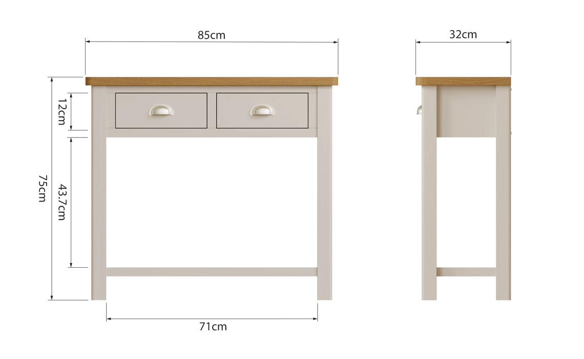 Woodbridge Truffle Grey Painted 2 Drawer Console Table