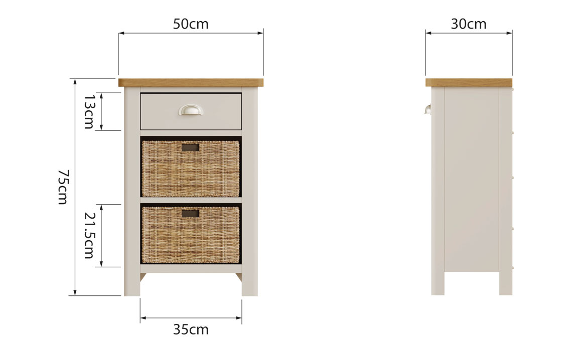 Woodbridge Truffle Grey Painted 1 Drawer 2 Basket Lamp Table