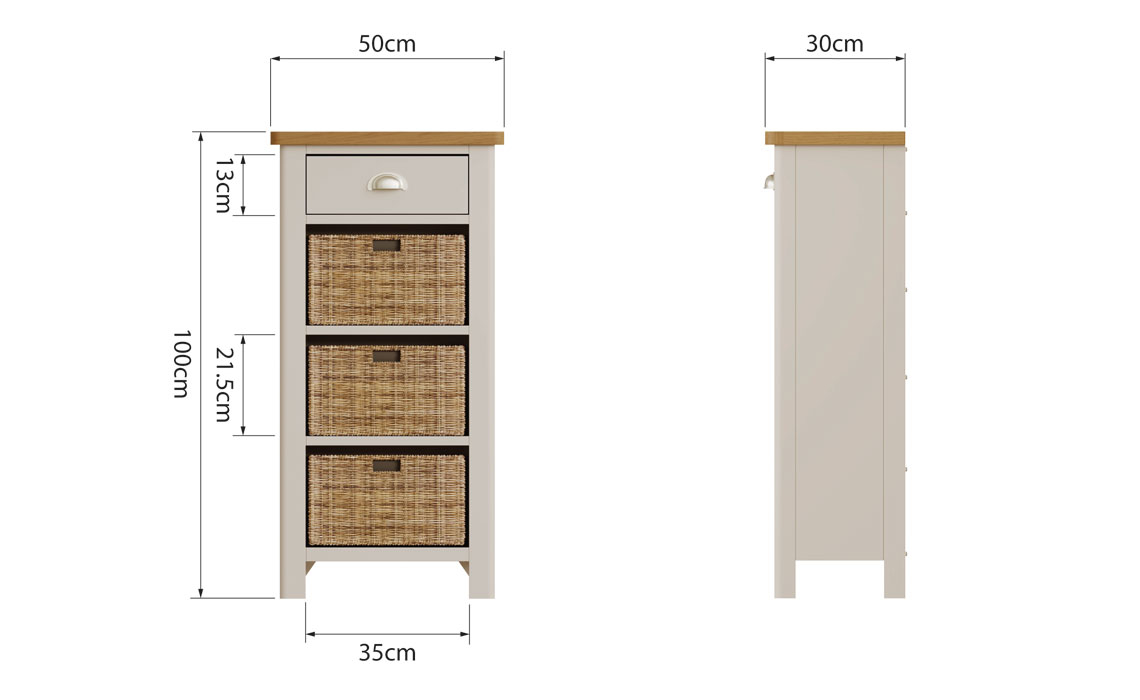 Woodbridge Truffle Grey Painted 1 Drawer 3 Basket Sideboard