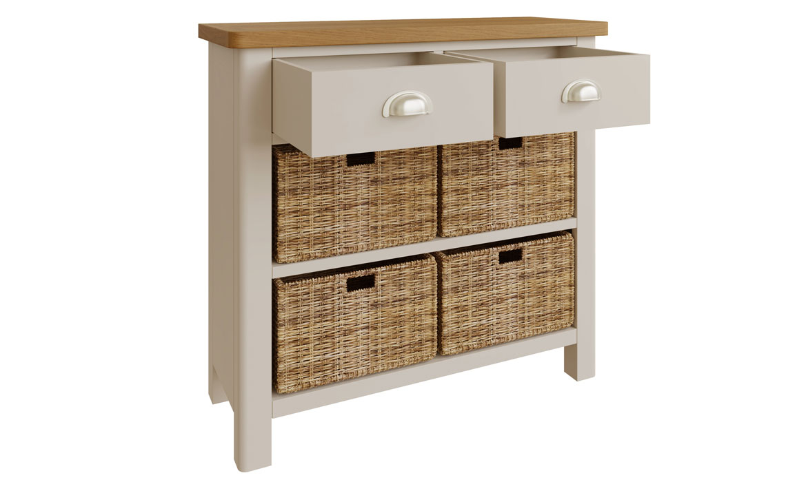 Woodbridge Truffle Grey Painted 2 Drawer 4 Basket Sideboard