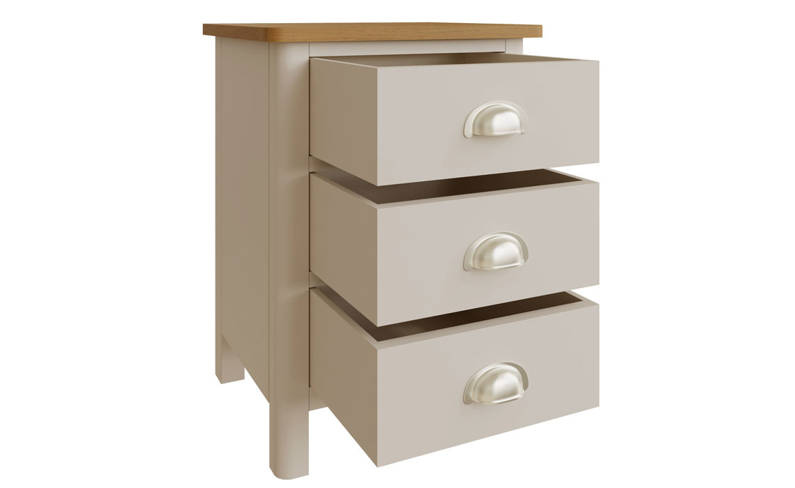 Woodbridge Truffle Grey Painted 3 Drawer Bedside