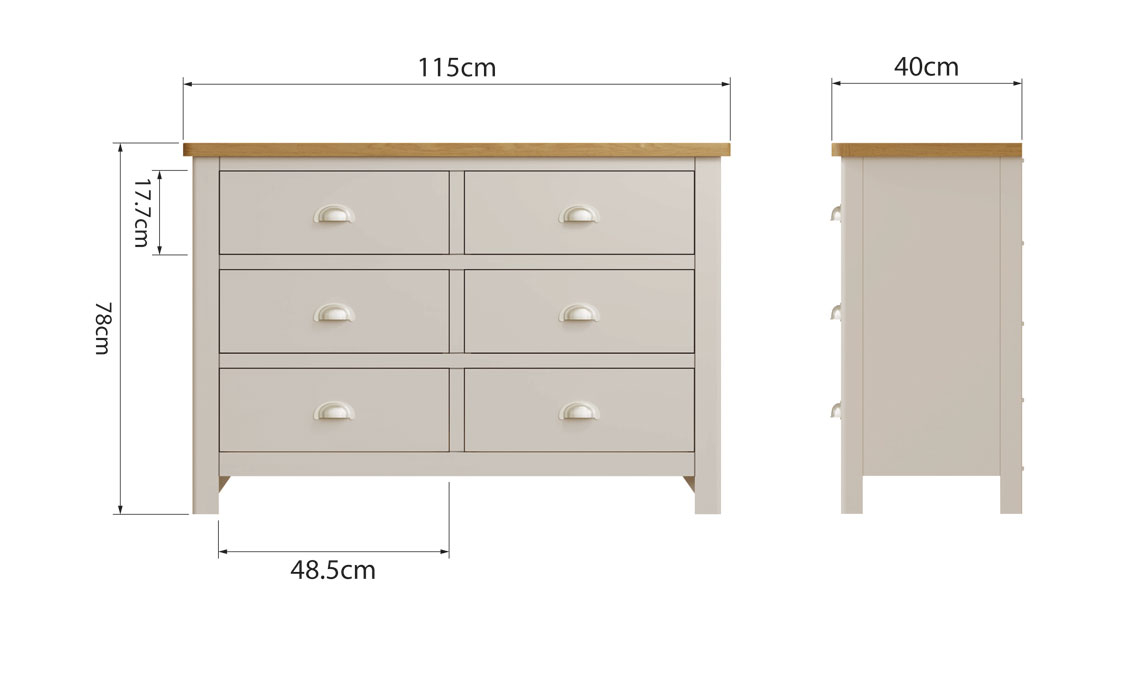 Woodbridge Truffle Grey Painted 6 Drawer Chest