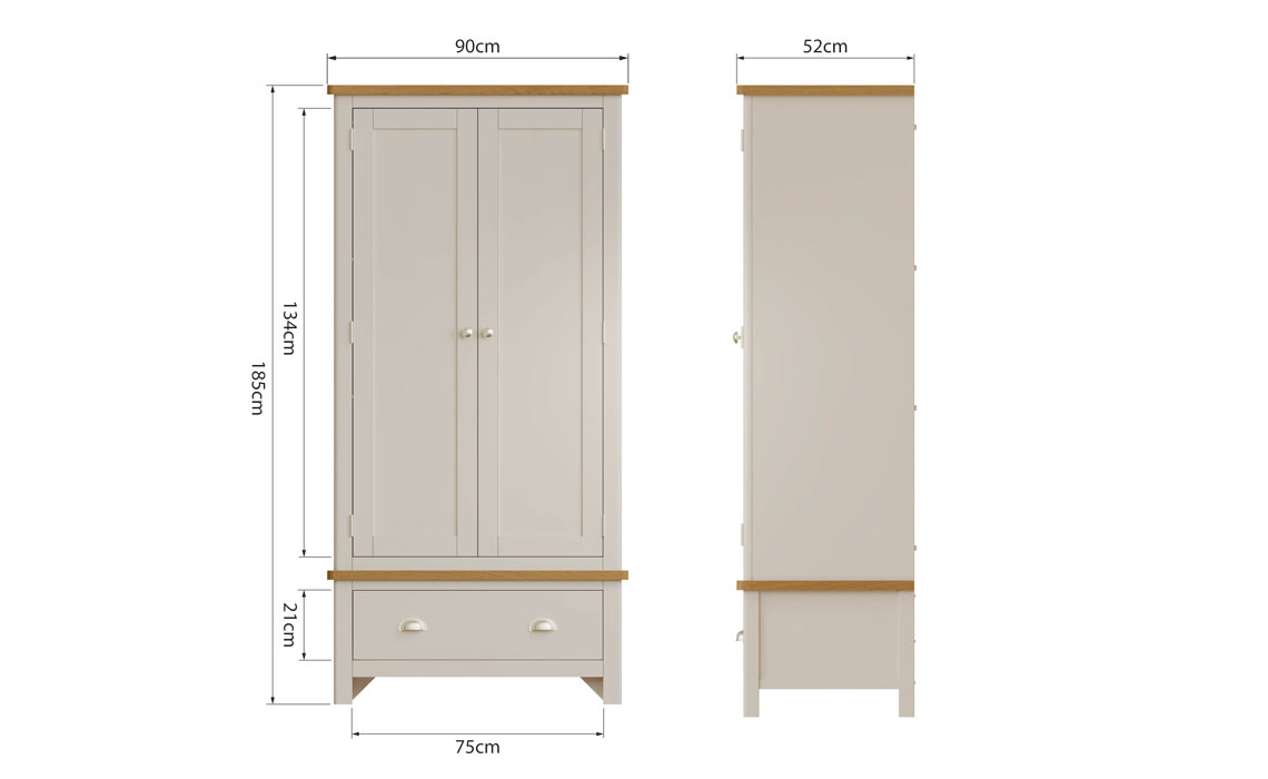 Woodbridge Truffle Grey Painted 2 Door Gents Wardrobe