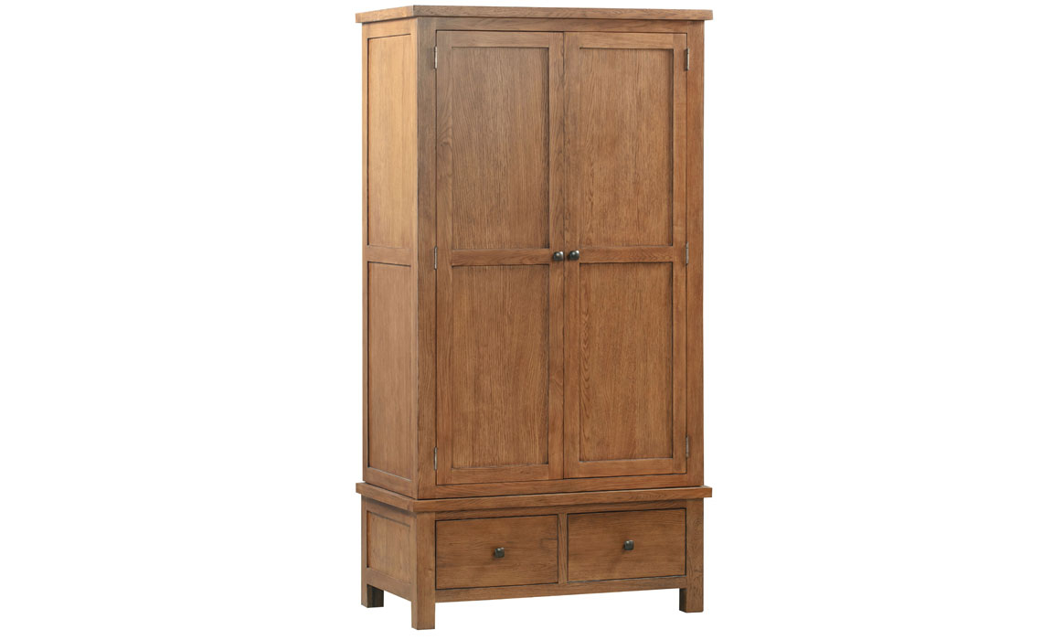 Lavenham Rustic Oak Gents Wardrobe With 2 Drawers