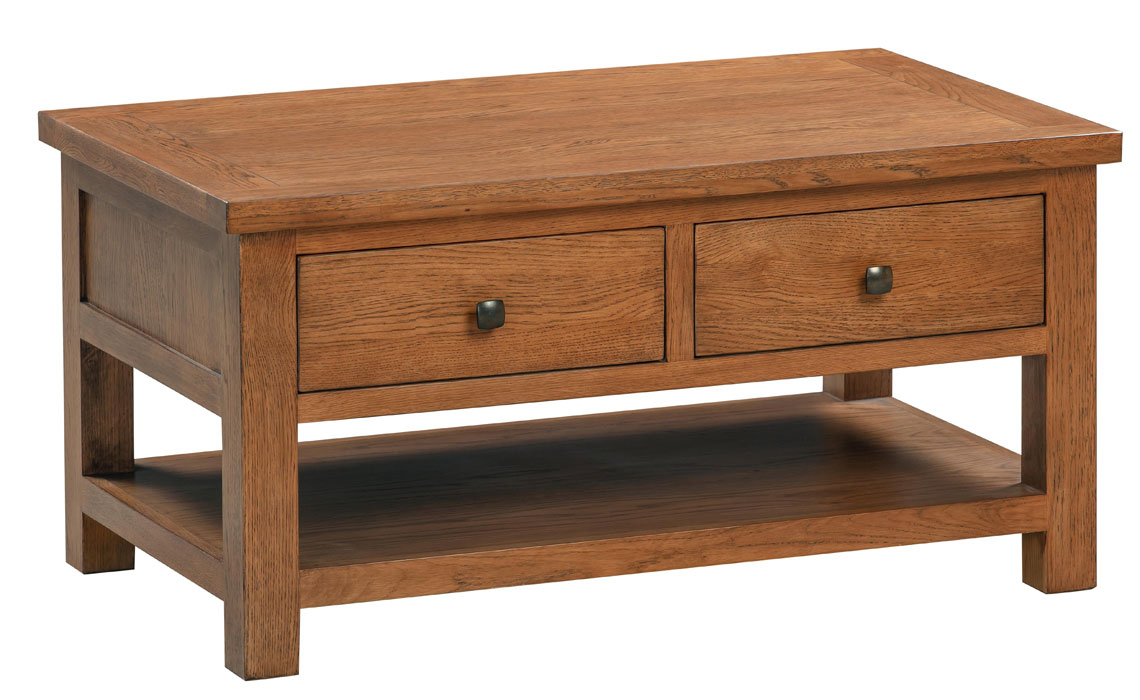 Lavenham Rustic Oak Coffee Table With 2 Drawers