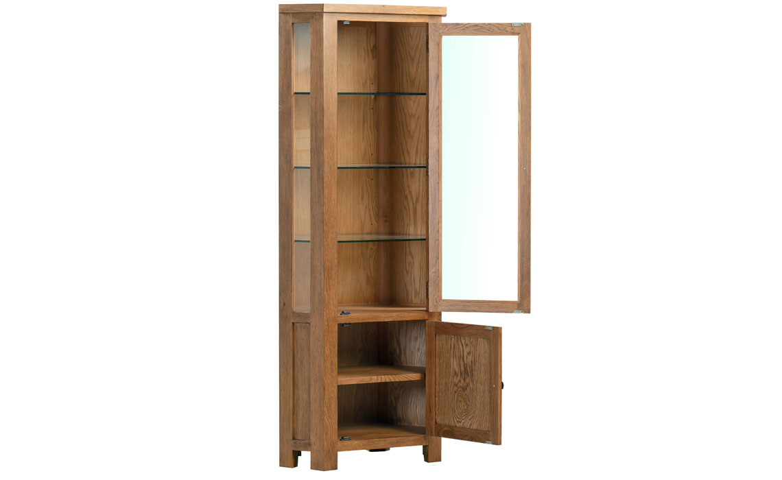 Lavenham Rustic Oak Glazed Corner Display Cabinet