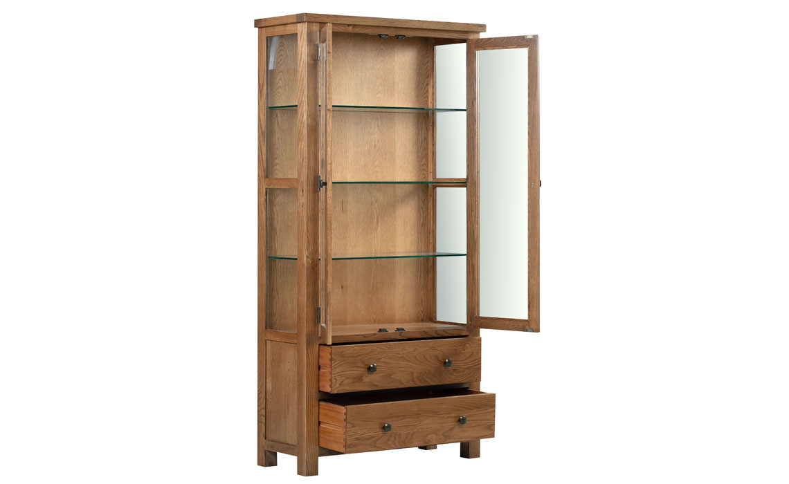 Lavenham Rustic Oak Glazed Display Cabinet With Glass Sides