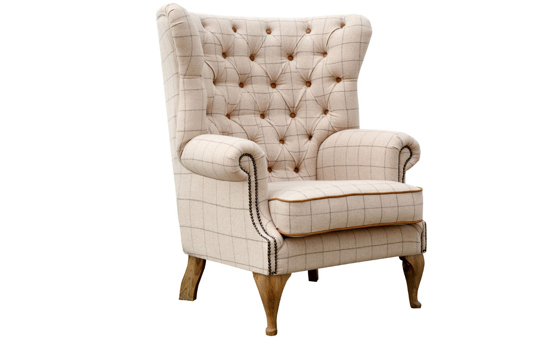 Archibald Wraparound Buttoned Fabric Wing Chair - 2 Colours