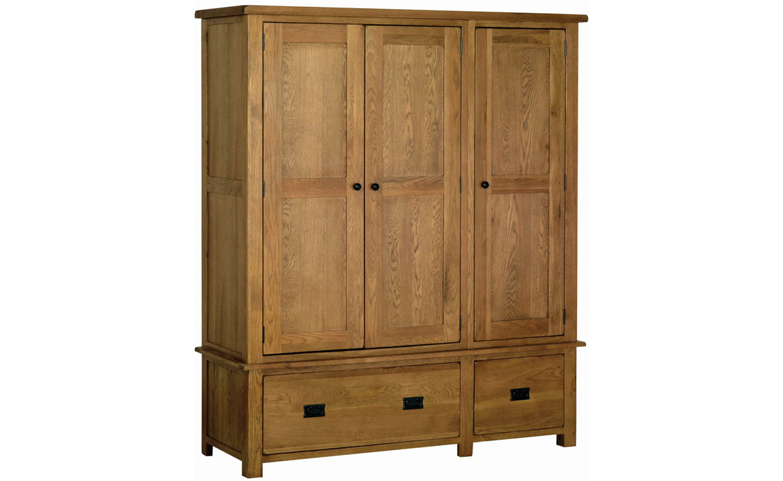 Balmoral Rustic Oak Triple Wardrobe With Drawers