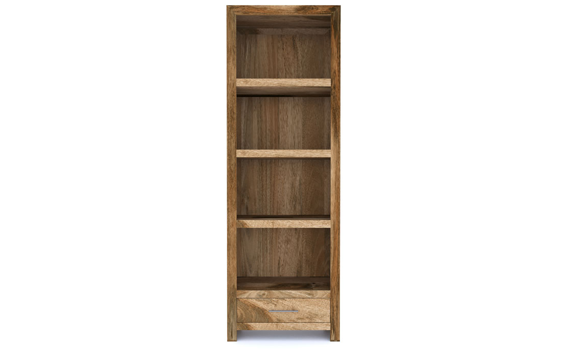 Bali Solid Mango Tall Bookcase With Drawer