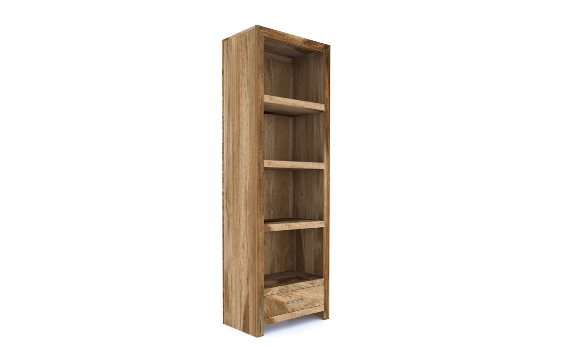 Bali Solid Mango Tall Bookcase With Drawer