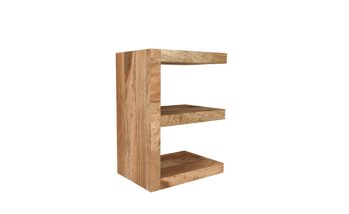 Bali Solid Mango E-Shaped Shelving Unit