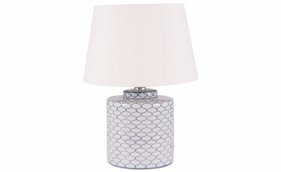 PLL176 Grey & Blue Detail Ceramic Table Lamp & Shade