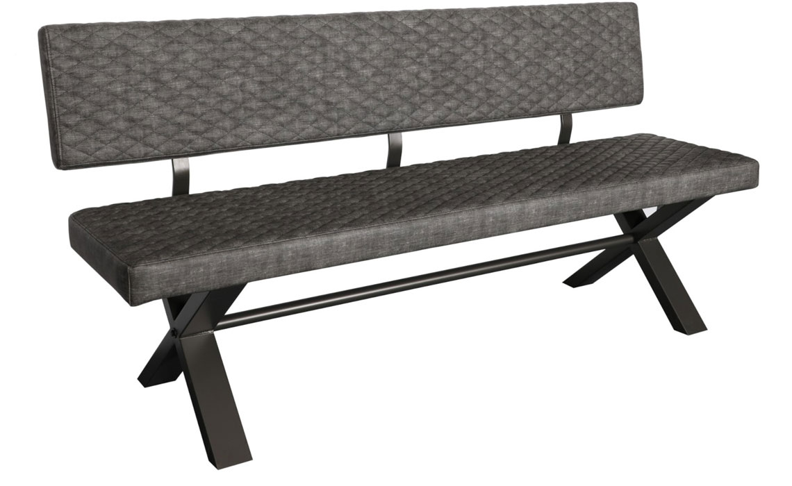 Native Oak Large Upholstered Bench With Back