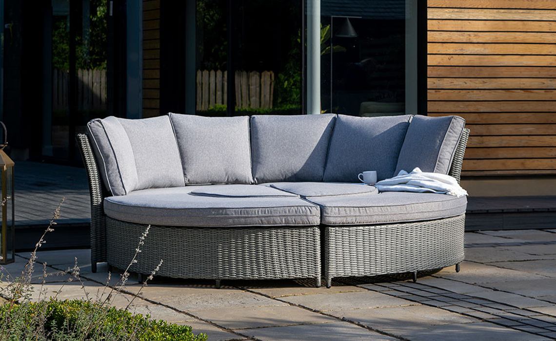 Slate Grey Bermuda Daybed Dining Set with Ceramic Top