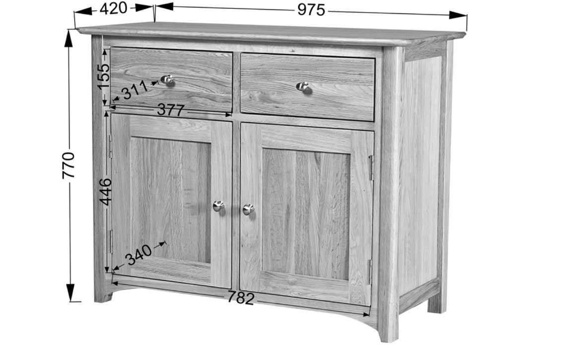 Falkenham Solid Oak 2 Door 2 Drawer Sideboard