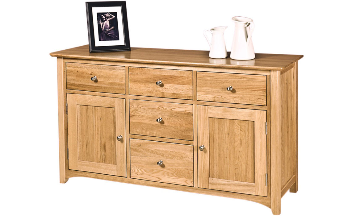 Falkenham Solid Oak 2 Door 5 Drawer Sideboard