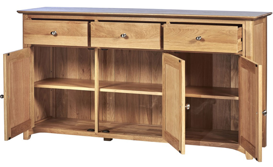 Falkenham Solid Oak 3 Door 3 Drawer Large Sideboard