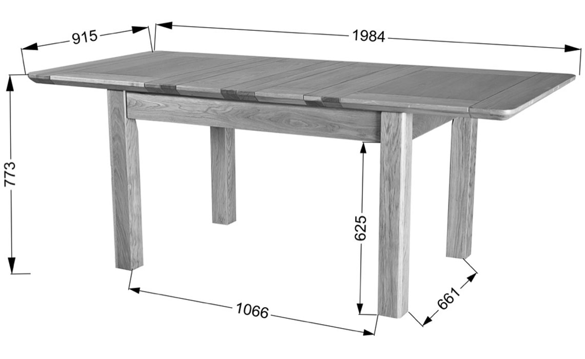 Falkenham Solid Oak 132-198cm Twin Leaf Extending Table