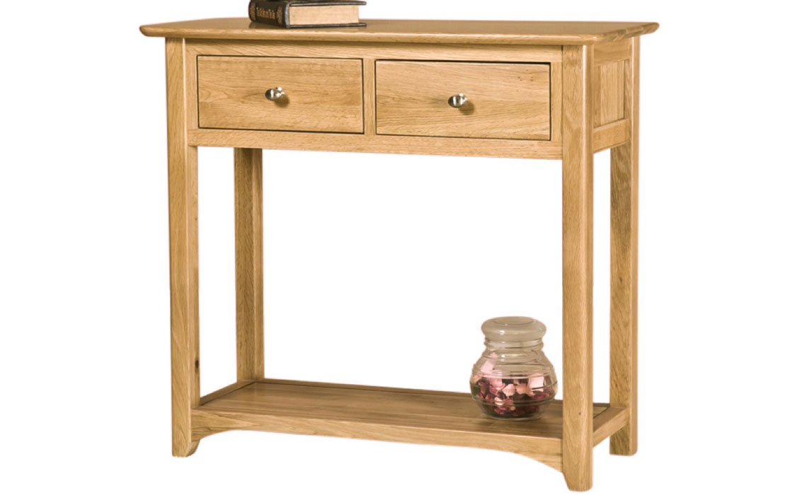 Falkenham Solid Oak 2 Drawer Console Table