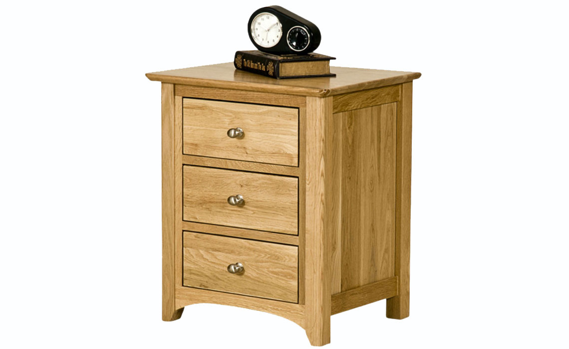 Falkenham Solid Oak 3 Drawer Bedside