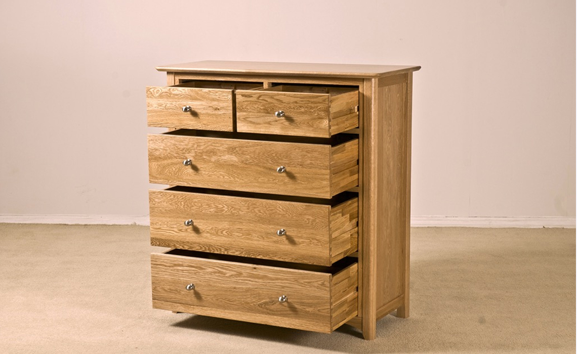 Falkenham Solid Oak 3 Over 2 Chest Of Drawers