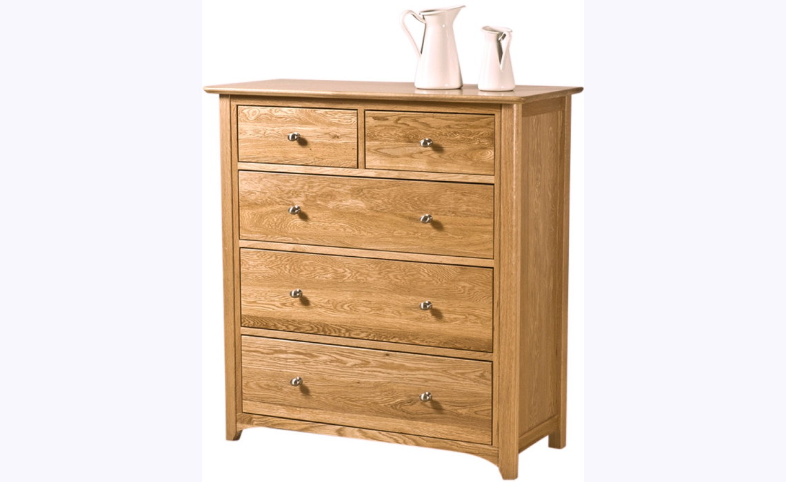 Falkenham Solid Oak 3 Over 2 Chest Of Drawers