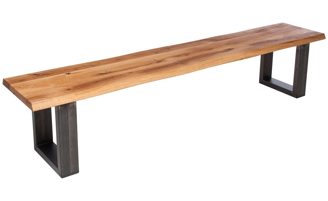 Aurora Oak Bench - Various Sizes Industrial Steel Matt U Shaped Leg