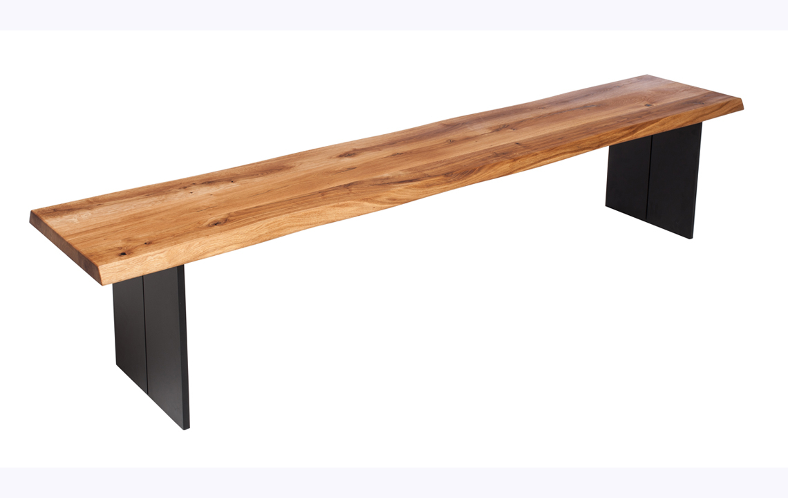 Aurora Oak Bench - Various Sizes Anthracite Full Shaped Leg