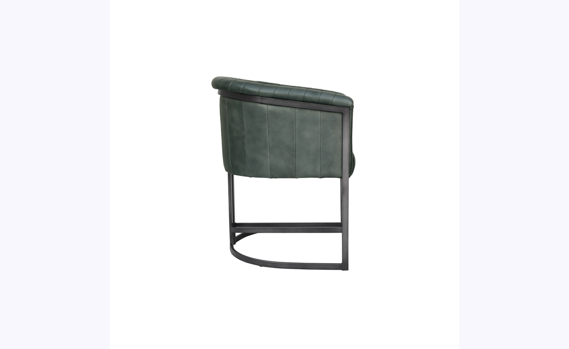 Tori Leather and Iron Tub Style Chair - Light Grey