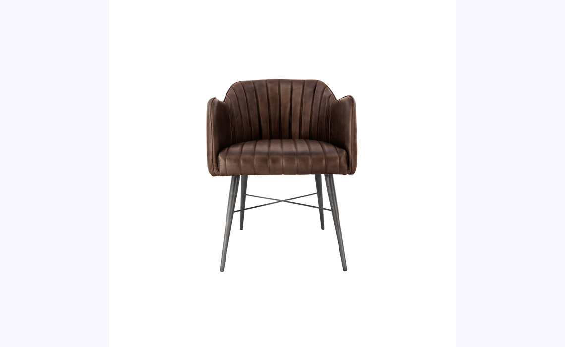 Milan Leather and Iron Chair - Brown