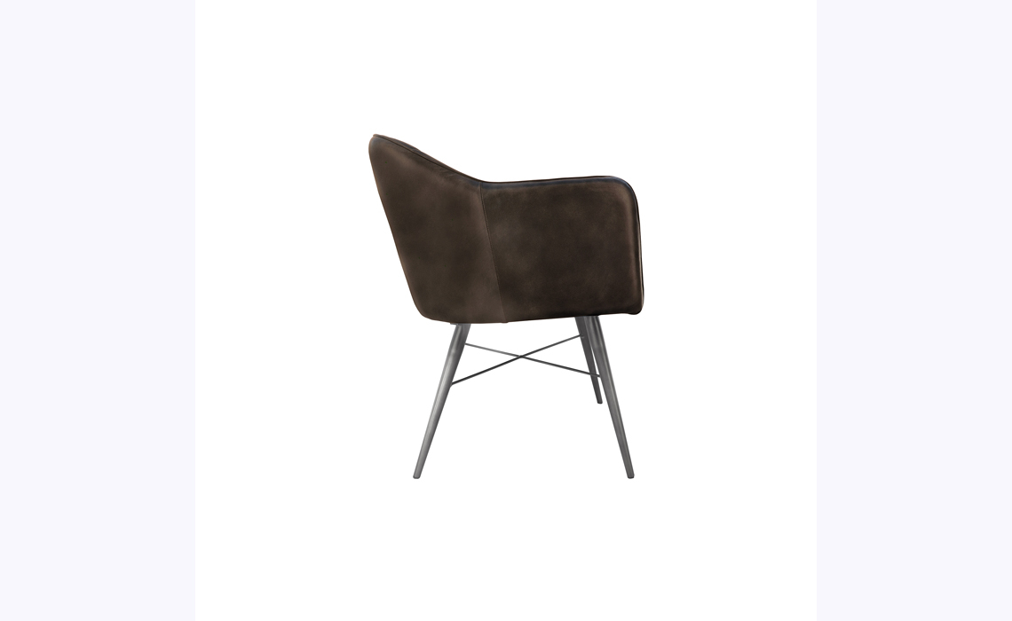 Milan Leather and Iron Chair - Dark Grey