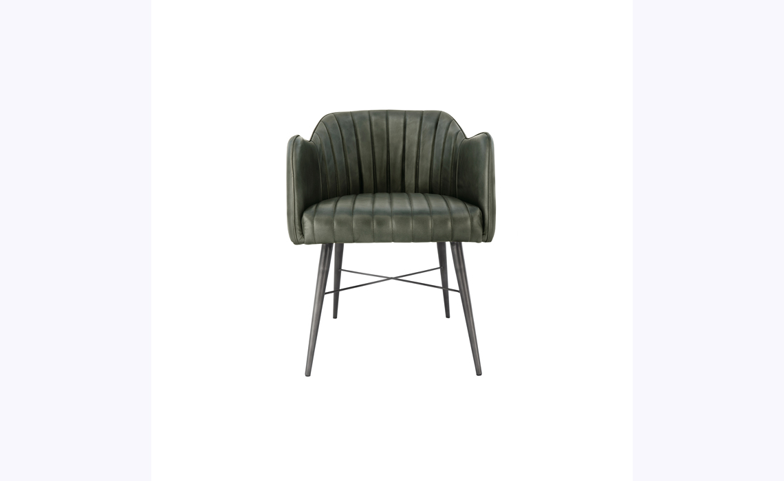 Milan Leather and Iron Light Grey Chair