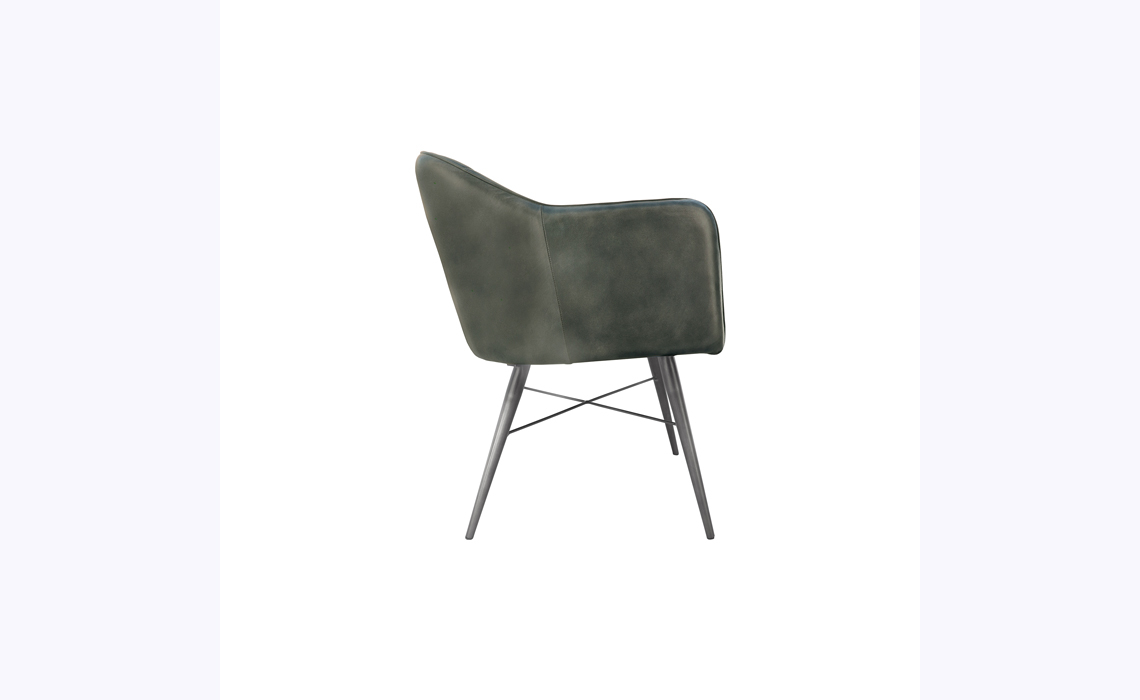 Milan Leather and Iron Light Grey Chair