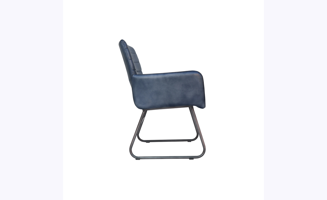 Pisa Leather and Iron Dining Chair - Blue