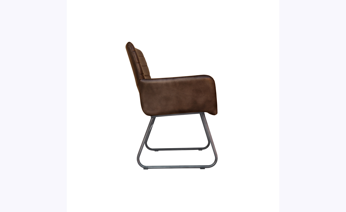 Pisa Leather and Iron Dining Chair - Brown