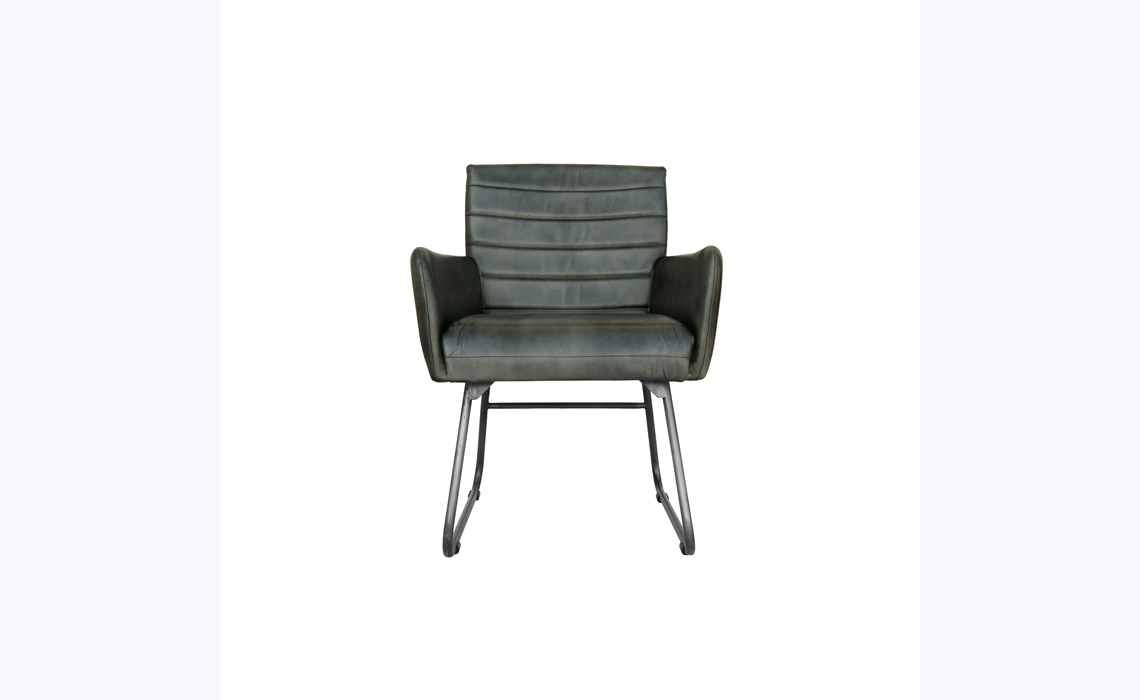 Pisa Leather and Iron Chair - Light Grey
