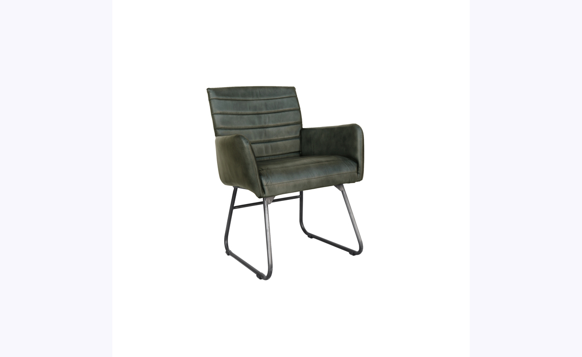 Pisa Leather and Iron Chair - Light Grey