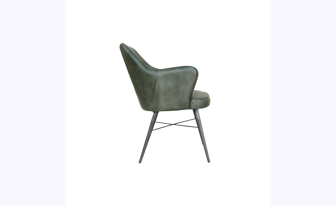 Lucia Leather and Iron Dining Chair - Light Grey