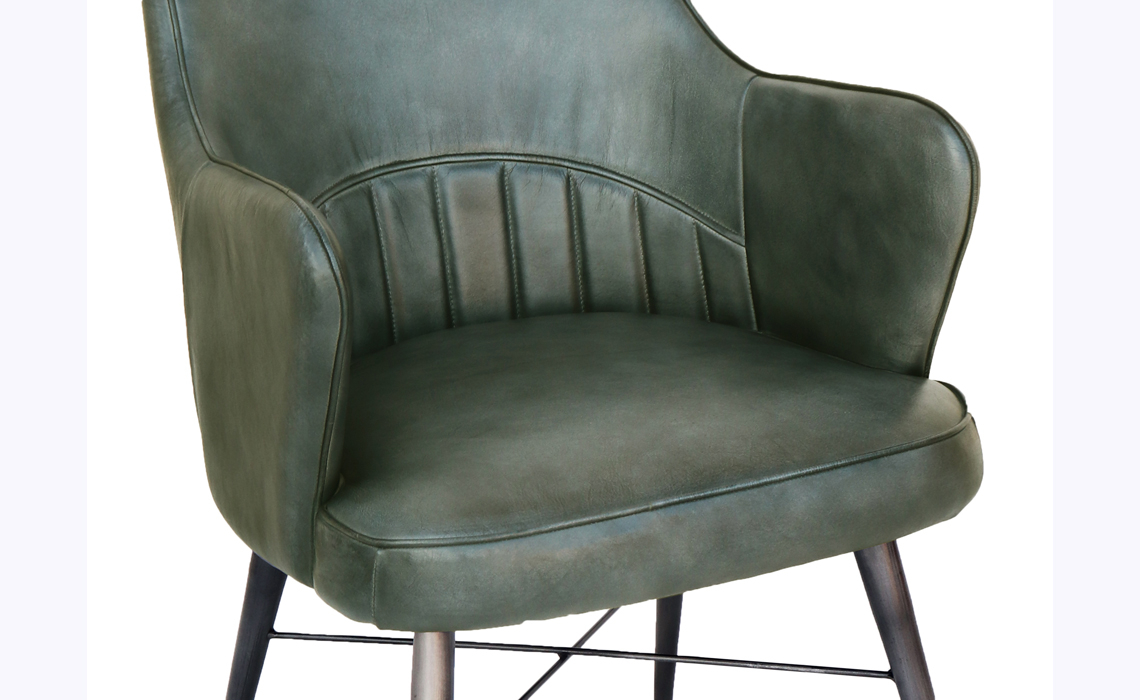 Lucia Leather and Iron Dining Chair - Light Grey