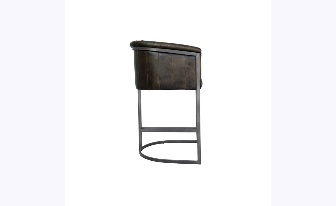 Santorini Leather and Iron Bar Chair - Dark Grey