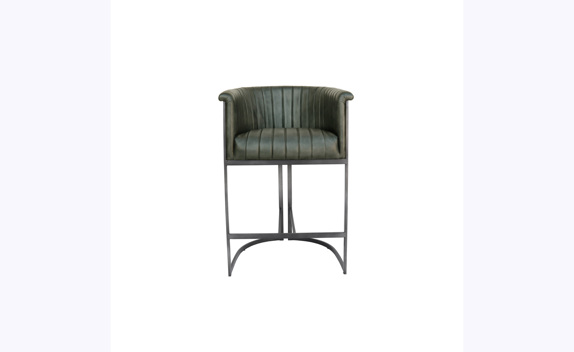 Santorini Leather and Iron Bar Chair - Light Grey